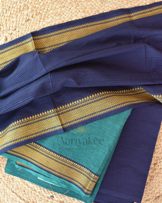 Teal & Navy Blue Handloom Mangalagiri salwar suit