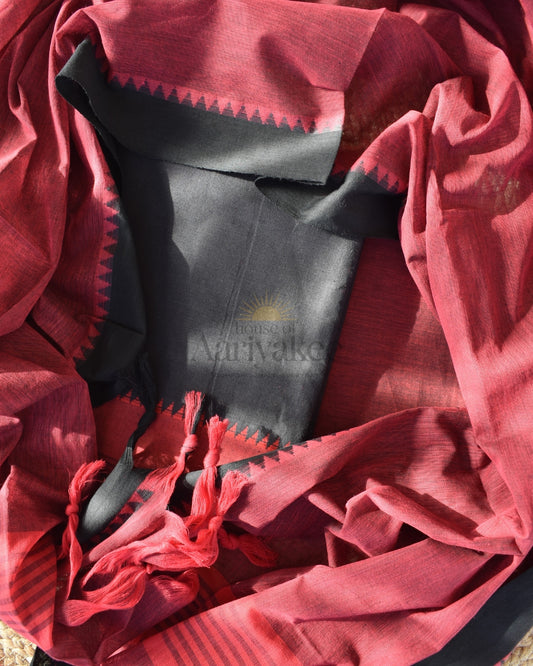 Flamehymn temple boarder handloom cotton suit