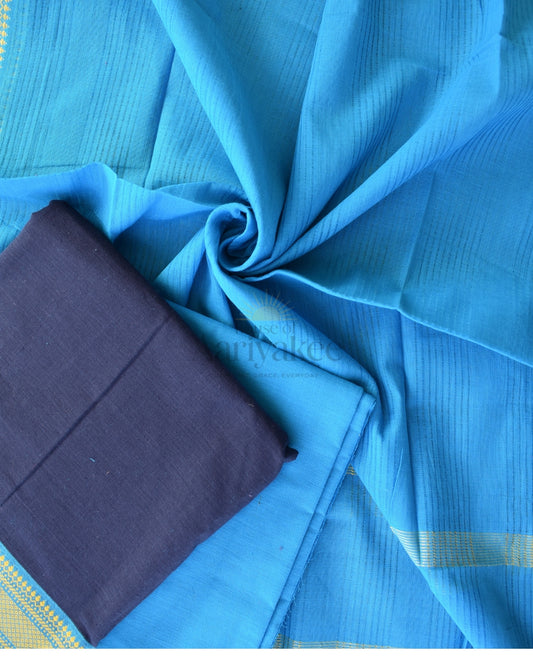Azure Elegance – Pure Mangalagiri Handloom Cotton Salwar Suit