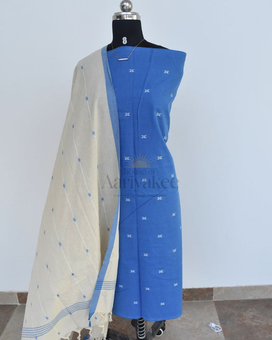 Sky Bloom Handloom Cotton Suit Set