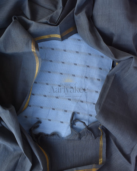 Blue grey handloom cotton salwar suit
