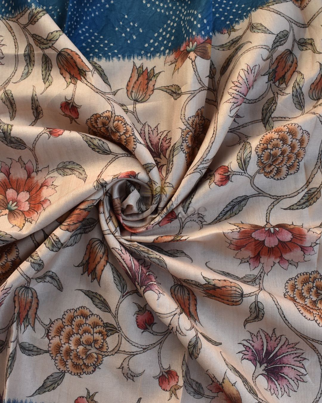 Indigo Bloom Semi-Tussar Set