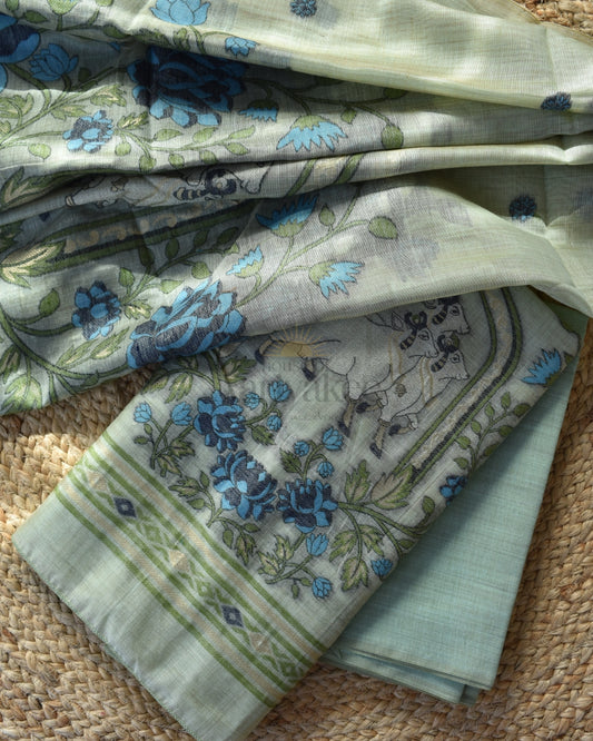 Pichwai Pastel Muga Cotton Salwar Set