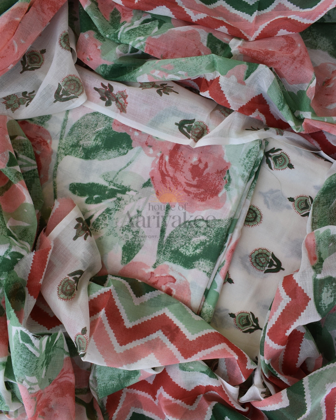 Rose Bloom  Printed Cotton Suit Set