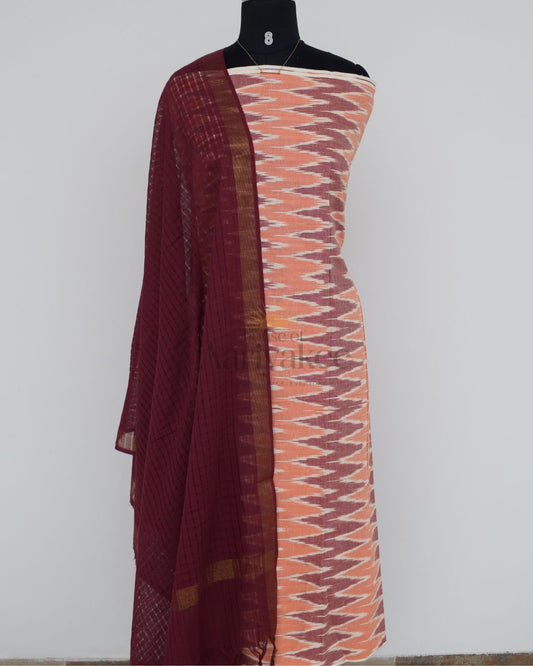 Peach Glow Handloom ikkat cotton salwar Set