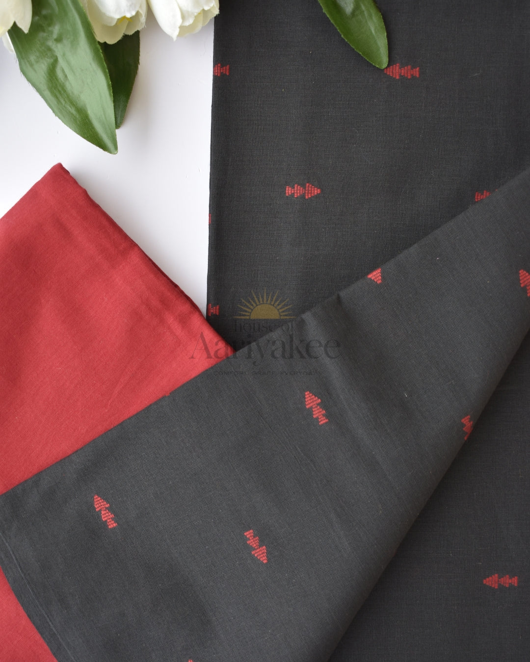 Crimson Shadow Handloom Cotton Salwar Set