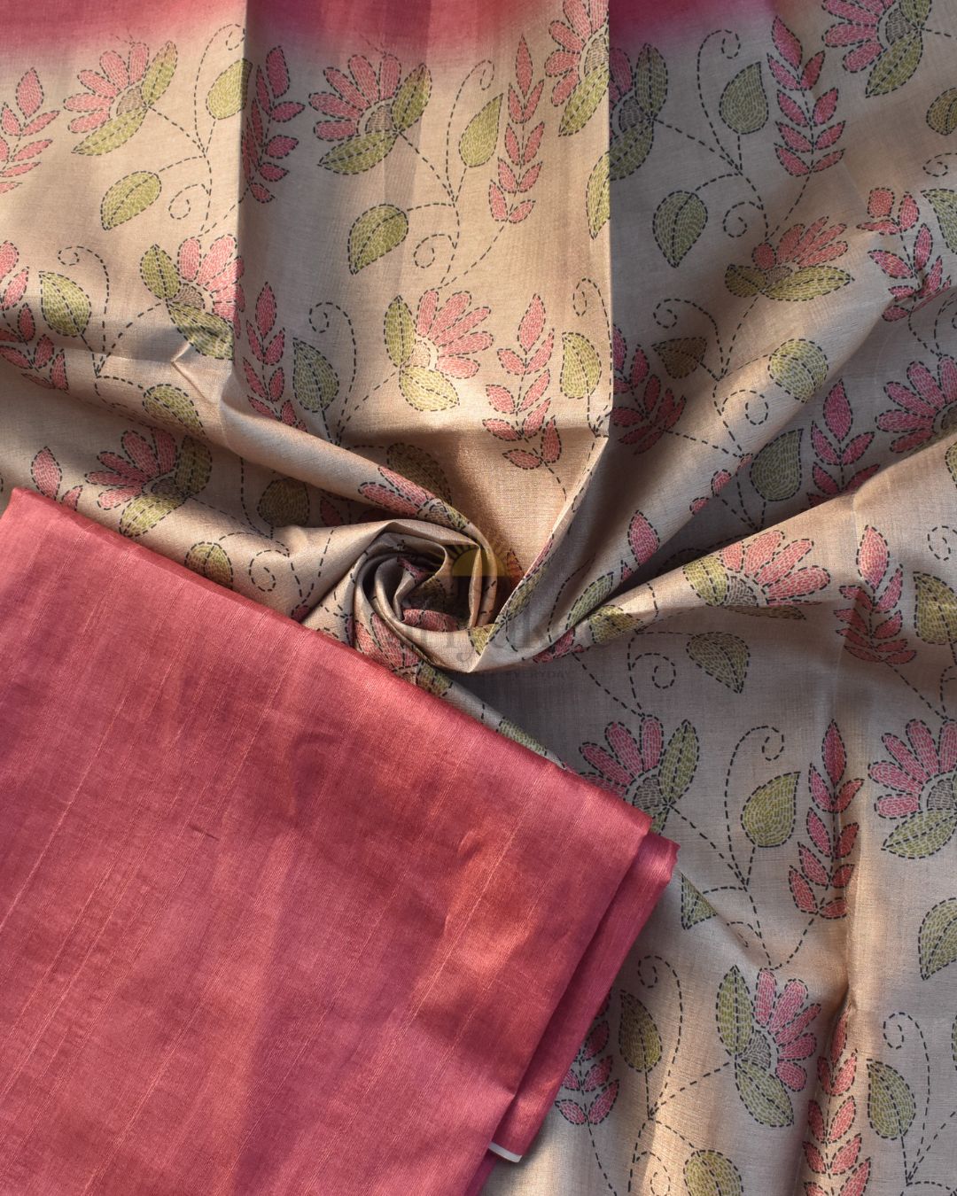 Anvika Semi Tussar Floral Set