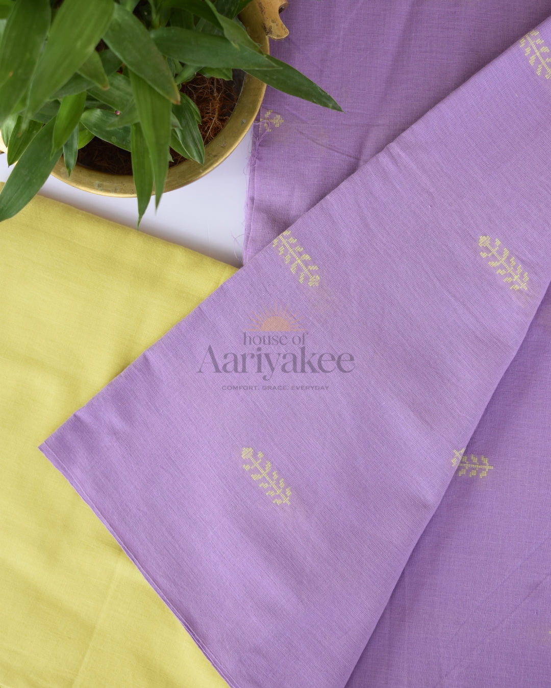 Lavender Leaf Handloom Cotton Salwar Set