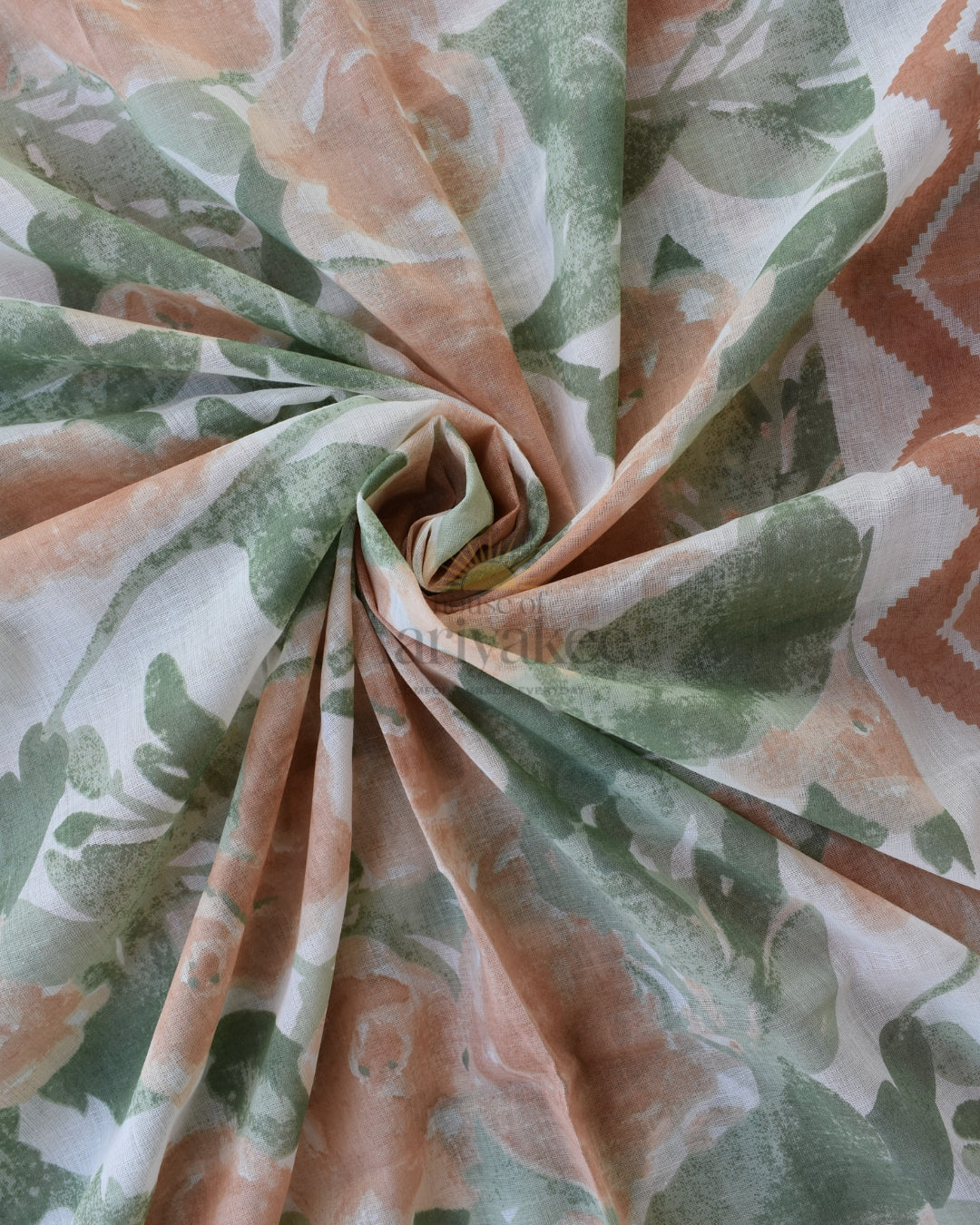 Soft Floral & Chevron Printed Cotton Fabric