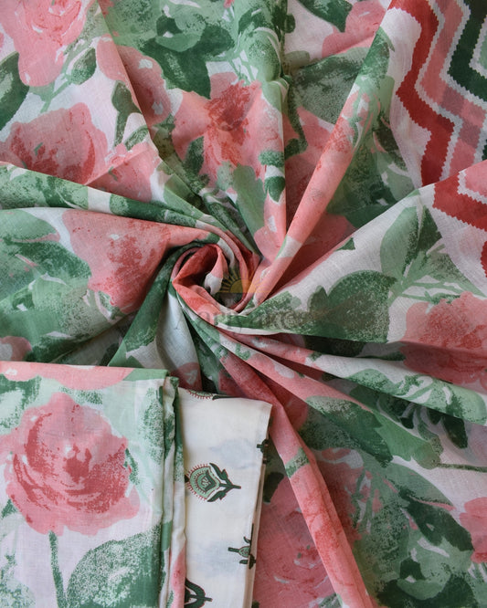 Rose Bloom  Printed Cotton Suit Set