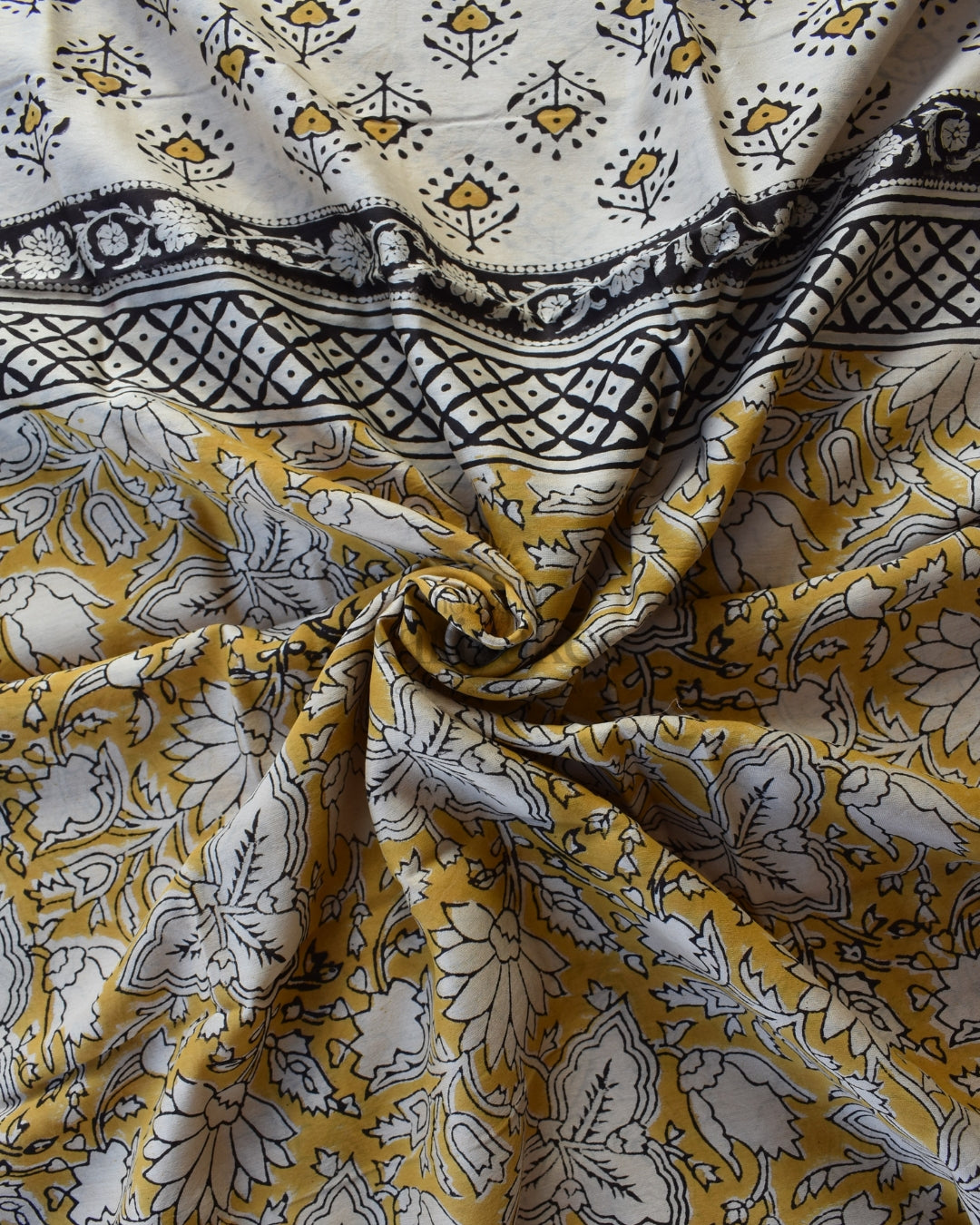 Mustard Floral Handwoven Cotton Suit Set