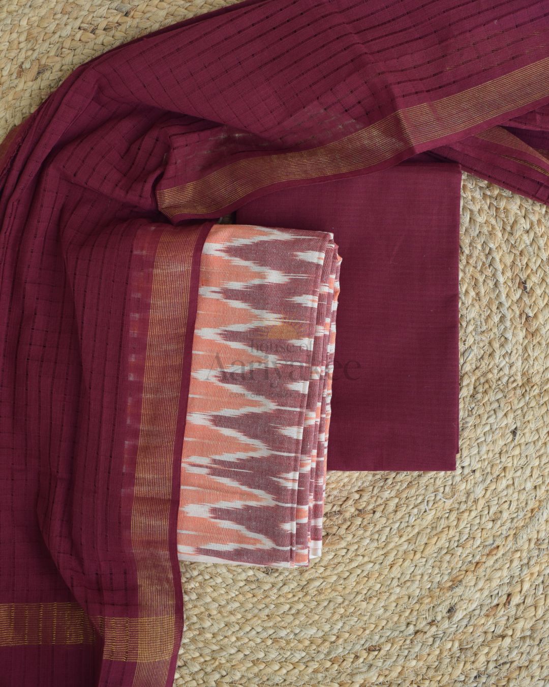 Peach Glow Handloom ikkat cotton salwar Set