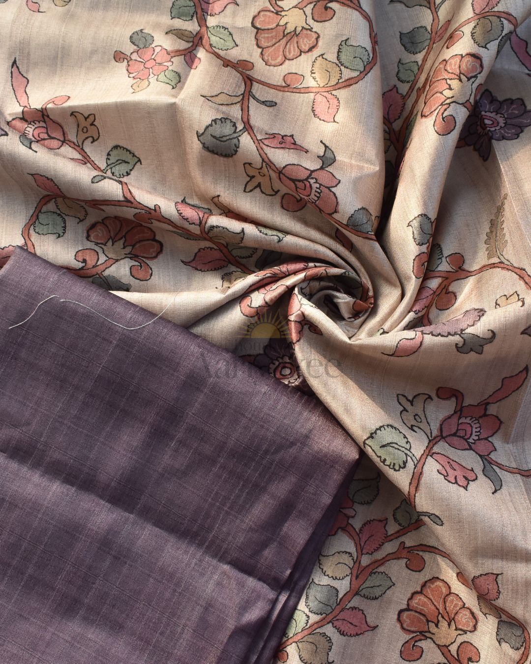 Purple semi tussar salwar set