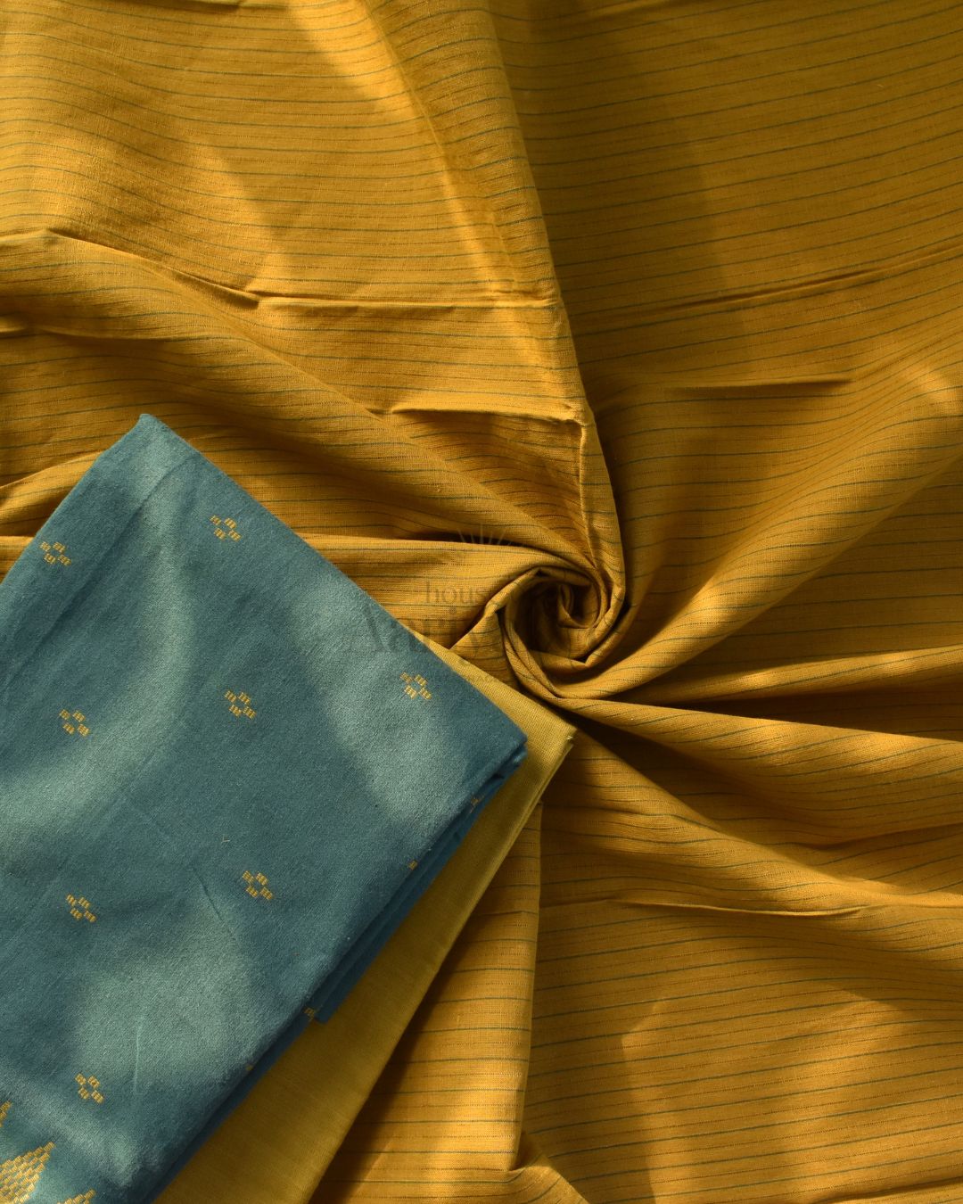 Bhoomi Grace – Green & Mustard Handloom Cotton Salwar Set