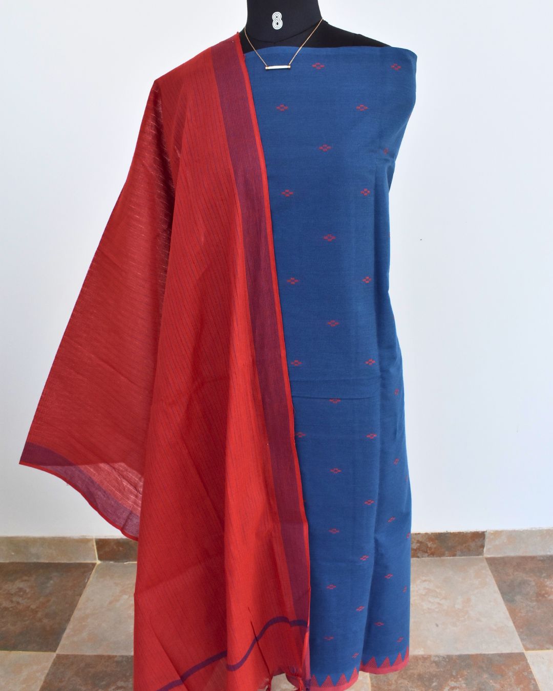 Neela Agni – Blue & Rust Handloom Cotton Salwar Set
