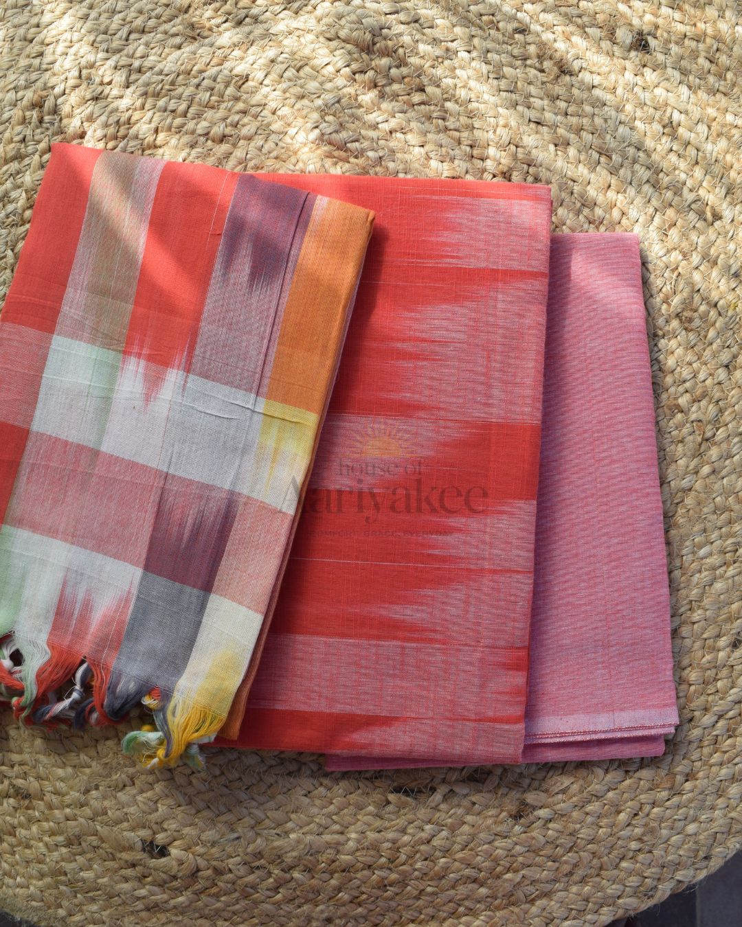 Crimson Aura Handwoven Cotton Suit Set