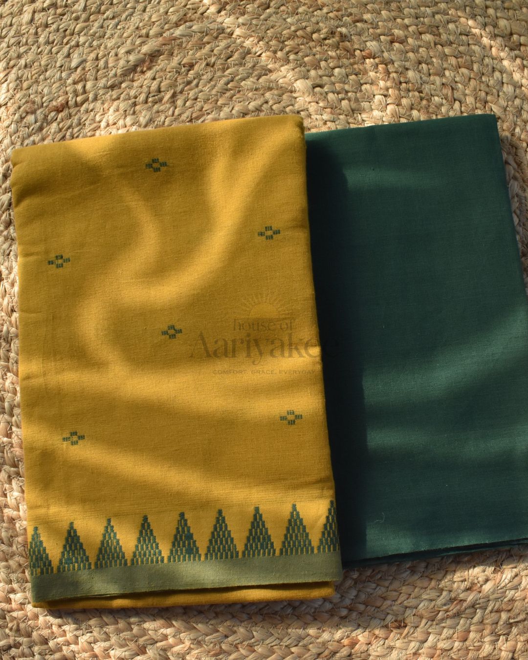 Vanika Loom – Green & Mustard Handloom Cotton Salwar Set