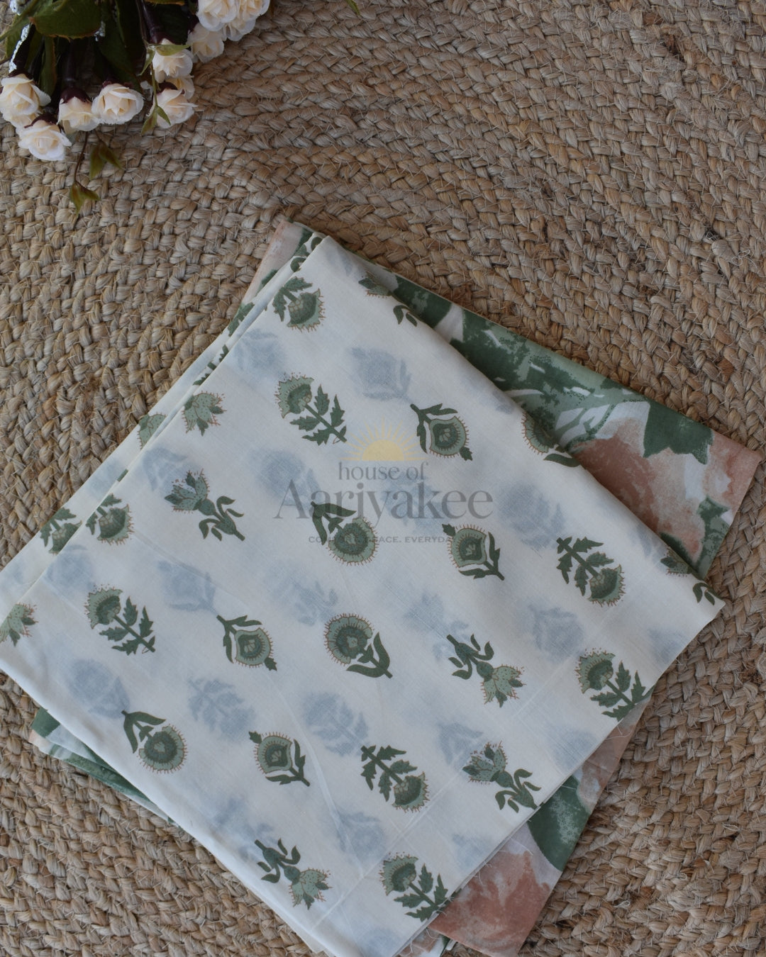 Soft Floral & Chevron Printed Cotton Fabric