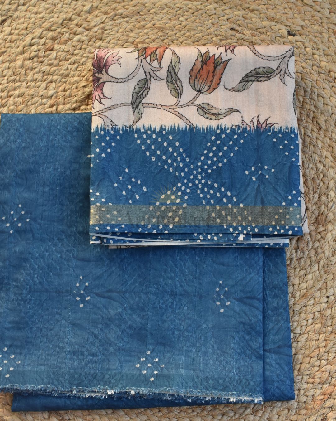 Indigo Bloom Semi-Tussar Set
