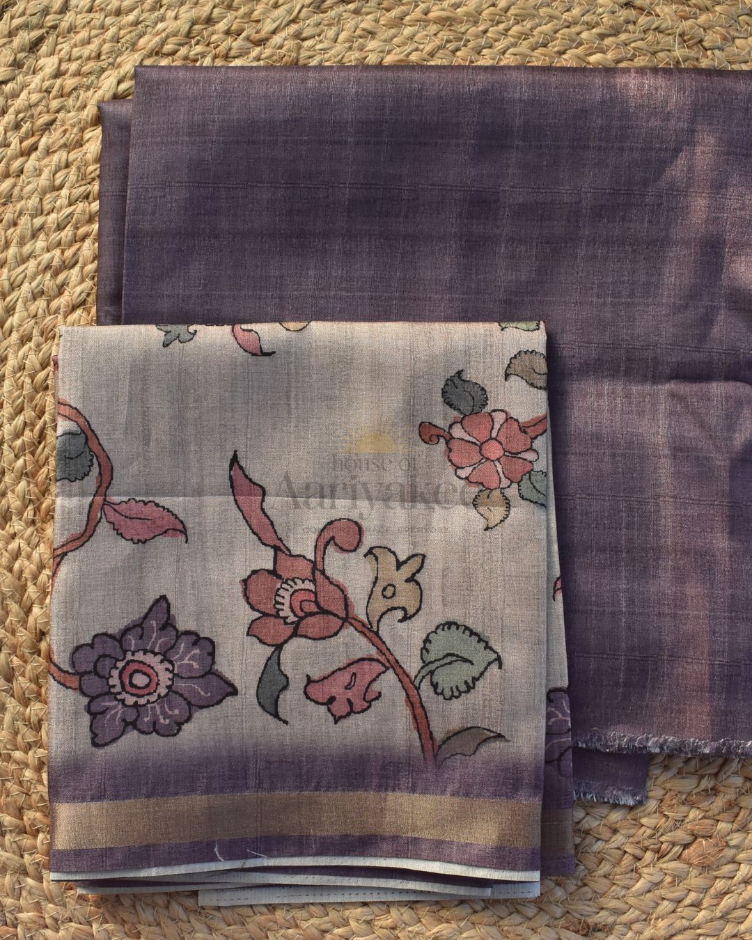 Purple semi tussar salwar set
