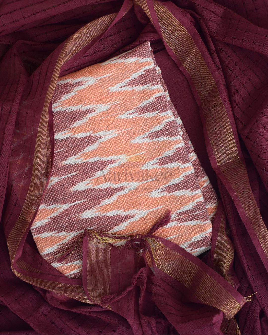 Peach Glow Handloom ikkat cotton salwar Set