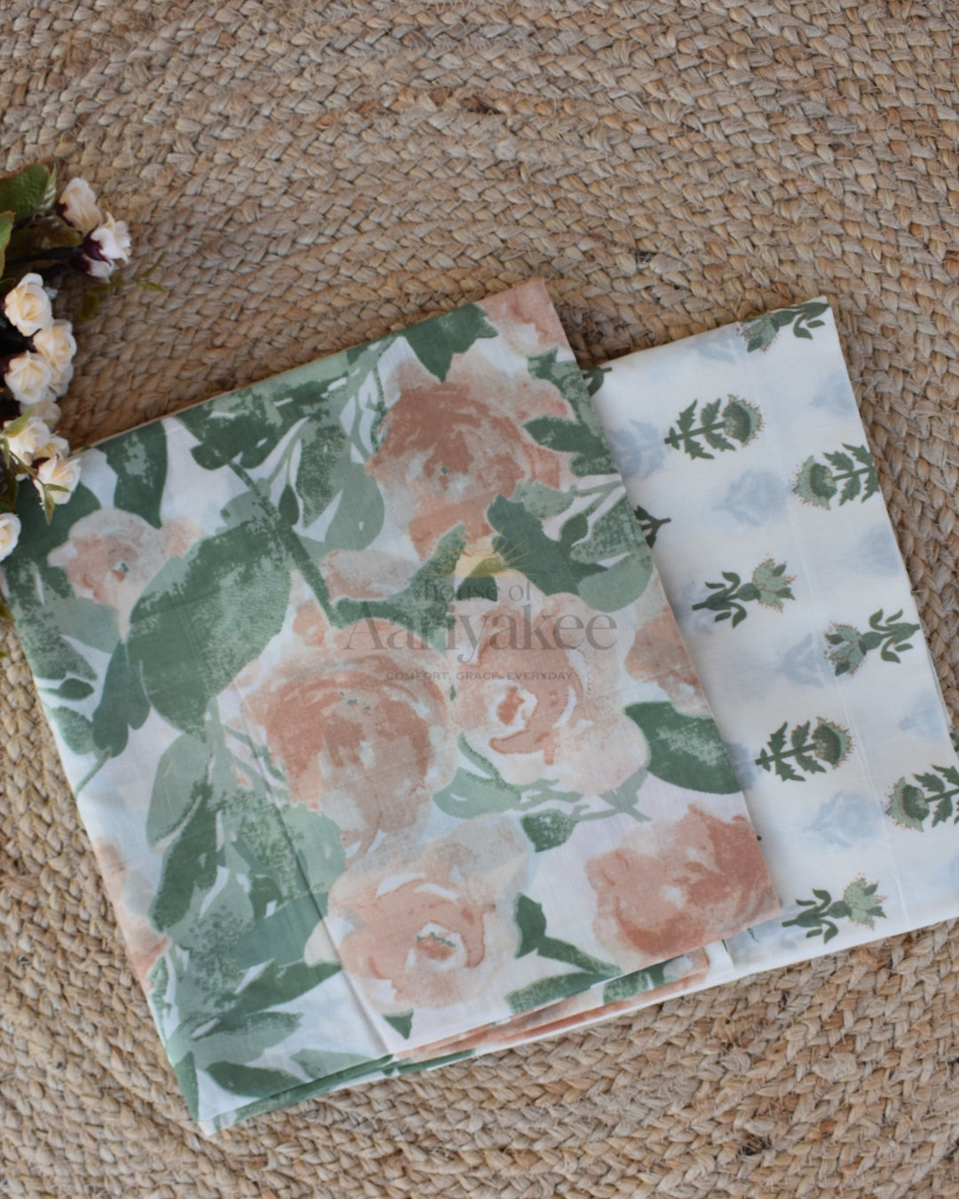 Soft Floral & Chevron Printed Cotton Fabric