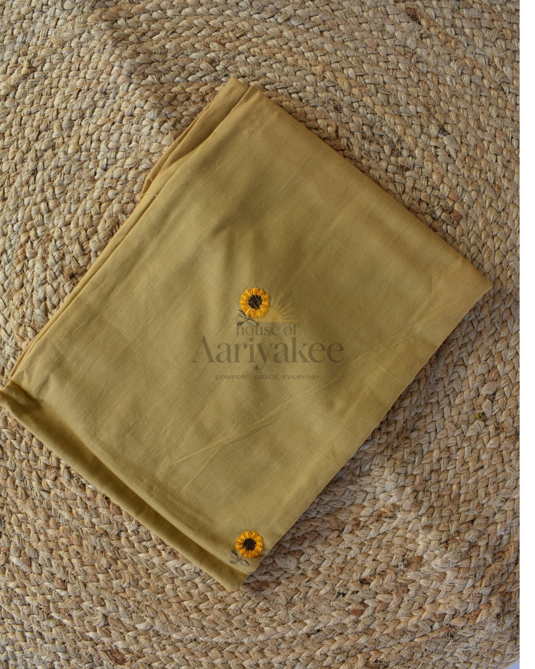 Mustard Floral Handwoven Cotton Suit Set