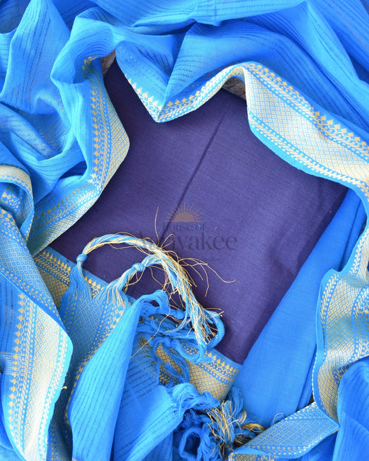 Azure Elegance – Pure Mangalagiri Handloom Cotton Salwar Suit