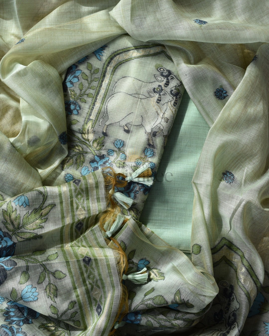 Pichwai Pastel Muga Cotton Salwar Set