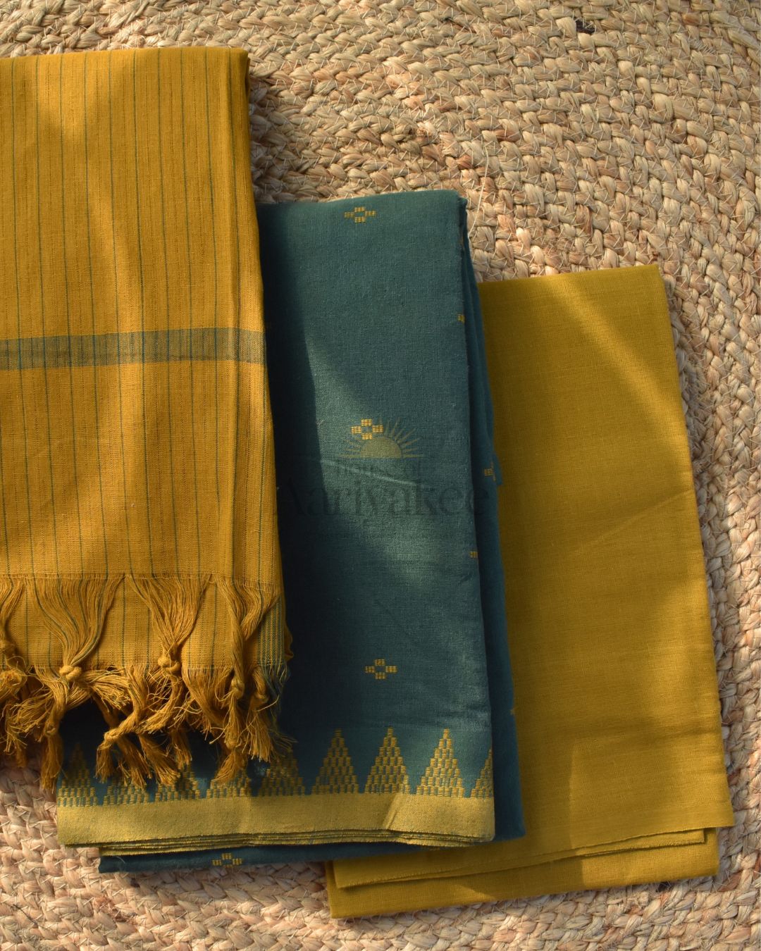 Bhoomi Grace – Green & Mustard Handloom Cotton Salwar Set