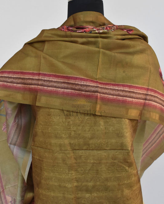 Olive Bloom Semi Tussar Suit Set