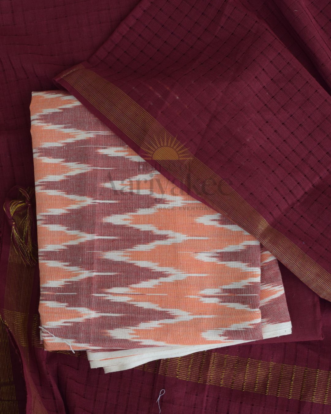 Peach Glow Handloom ikkat cotton salwar Set