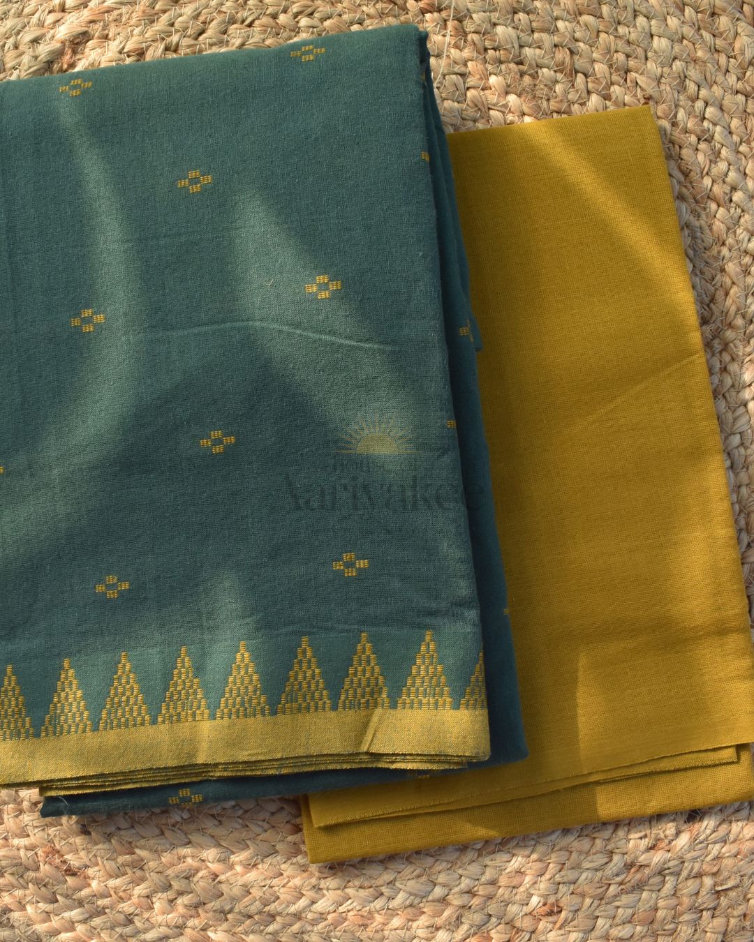 Bhoomi Grace – Green & Mustard Handloom Cotton Salwar Set