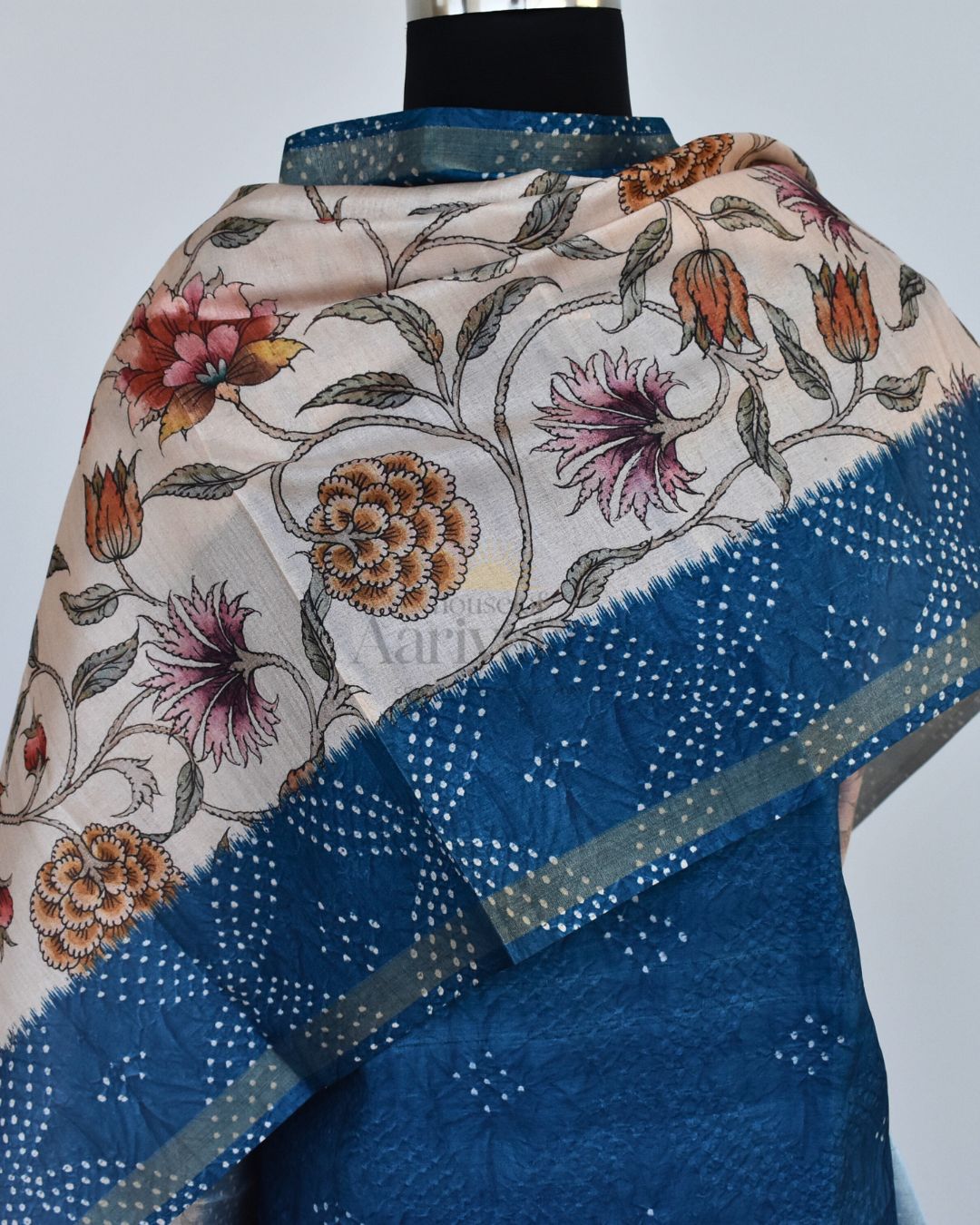 Indigo Bloom Semi-Tussar Set