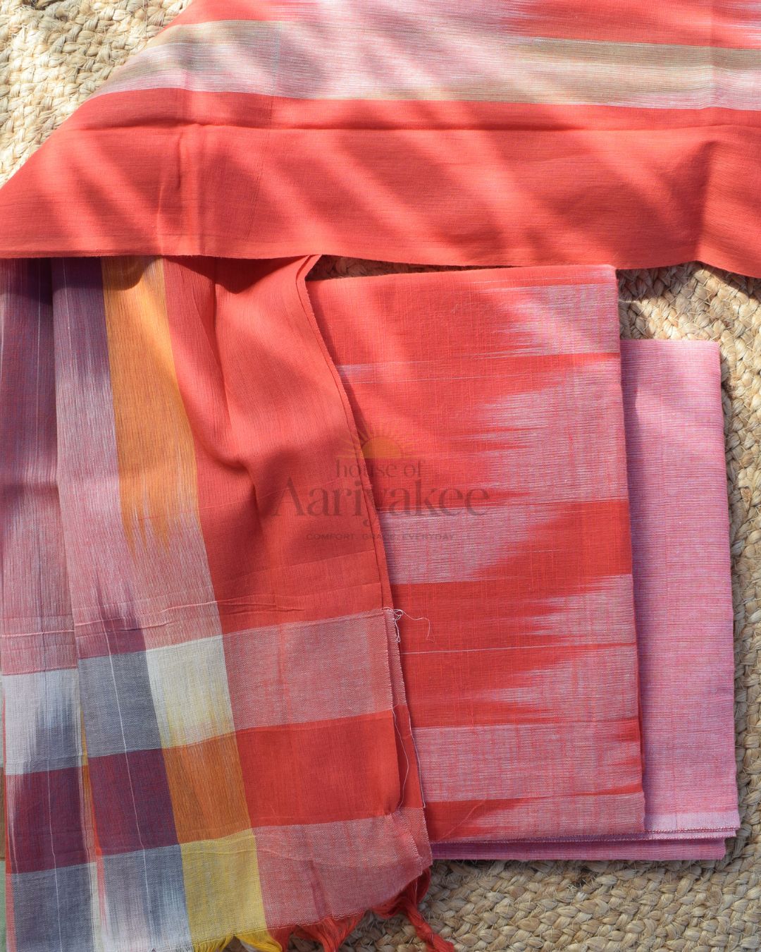 Crimson Aura Handwoven Cotton Suit Set