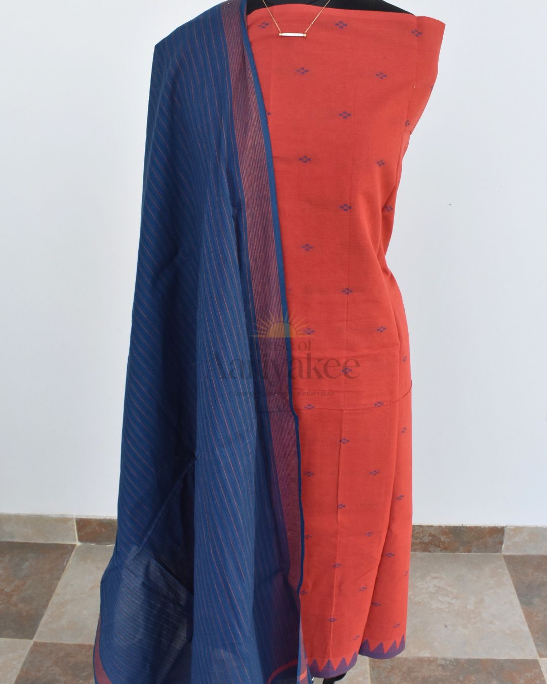 Sindura Loom – Rust & Indigo Handloom Cotton Salwar Set
