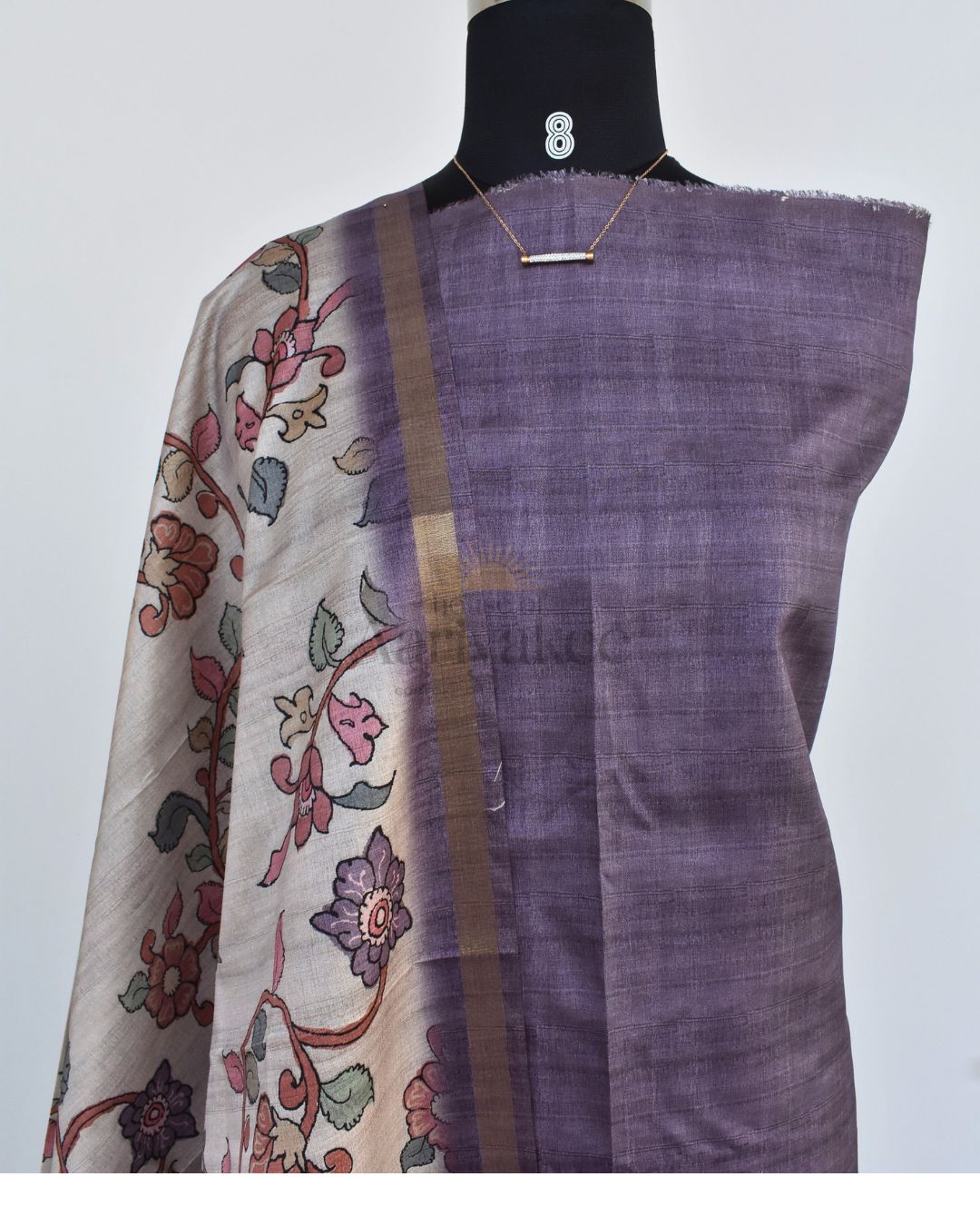 Purple semi tussar salwar set