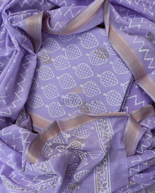 Lavender Handblock cotton salwar set