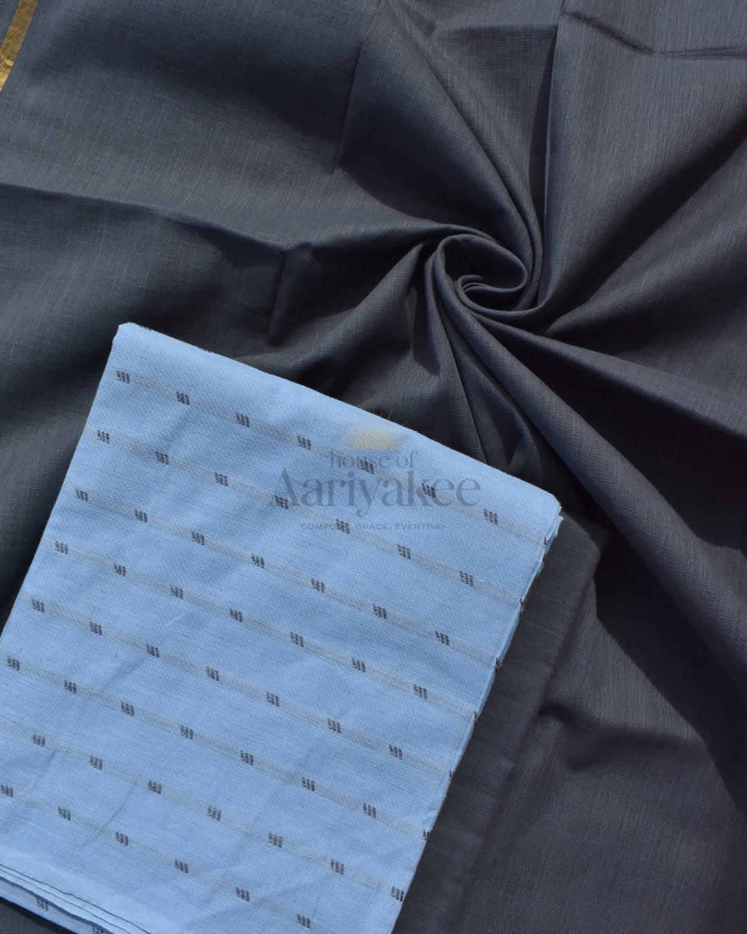 Blue grey  handloom cotton salwar suit