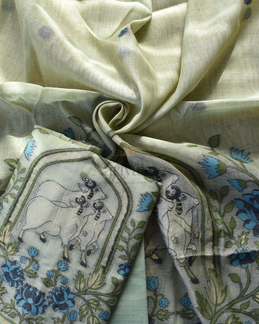 Pichwai Pastel Muga Cotton Salwar Set