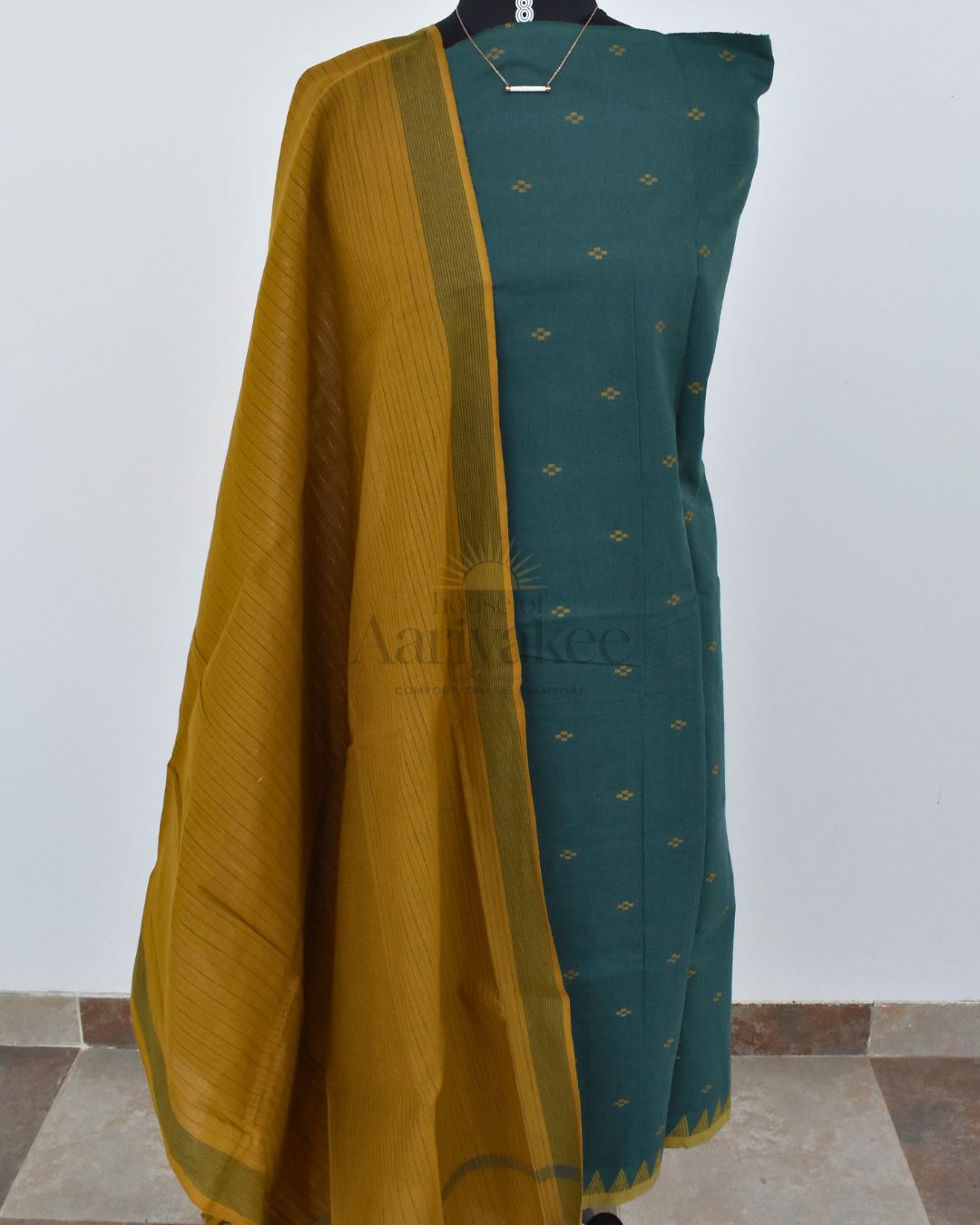 Bhoomi Grace – Green & Mustard Handloom Cotton Salwar Set