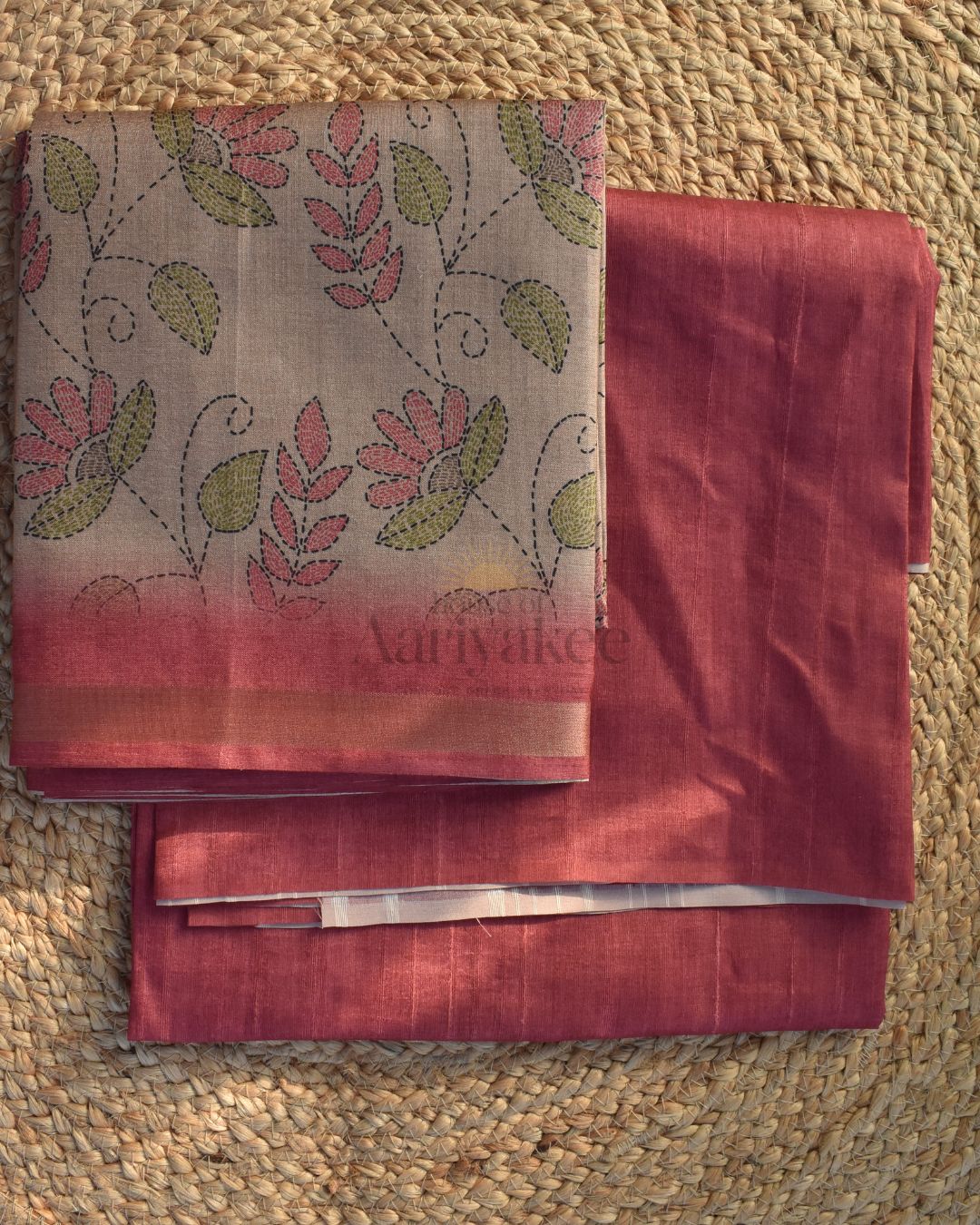 Anvika Semi Tussar Floral Set