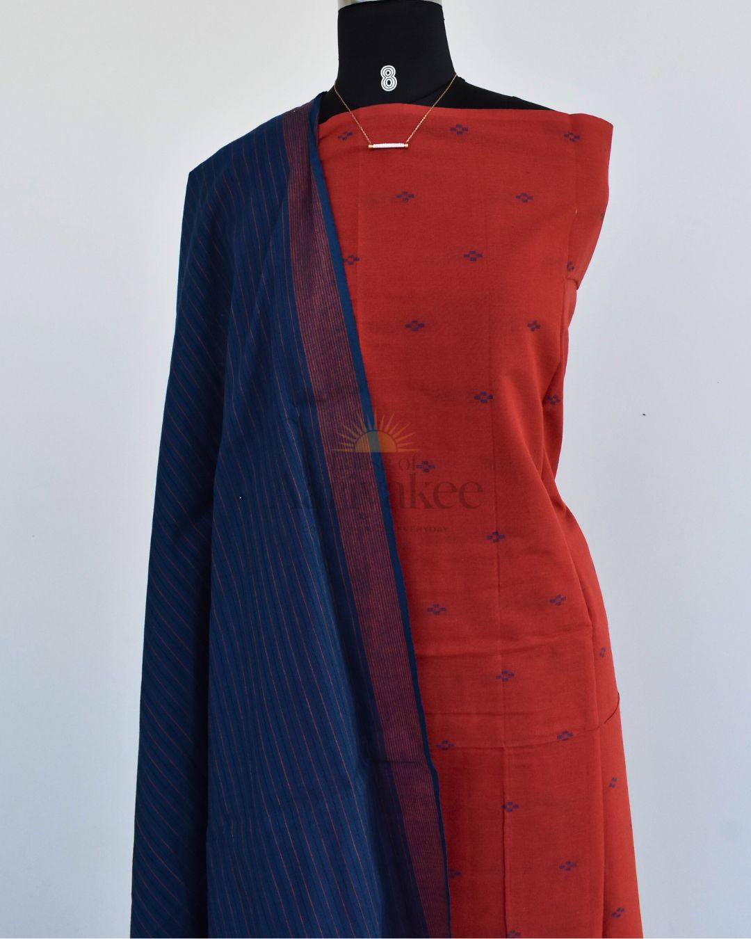 Sindura Loom – Rust & Indigo Handloom Cotton Salwar Set