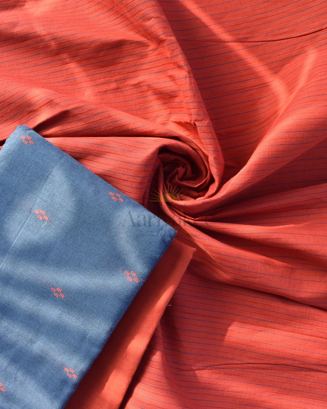 Neela Agni – Blue & Rust Handloom Cotton Salwar Set