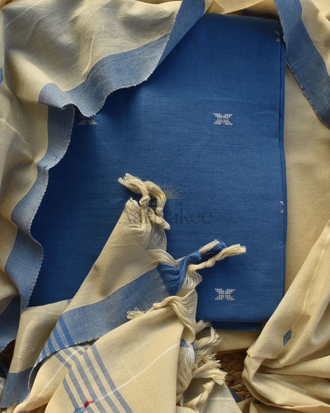 Sky Bloom Handloom Cotton Suit Set